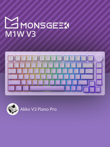 Изображение товара Механическая клавиатура Akko MonsGeek M1W V3 Lilac Purple, (Akko V3 Piano Pro), Английская раскладка，Трехрежимная связь
