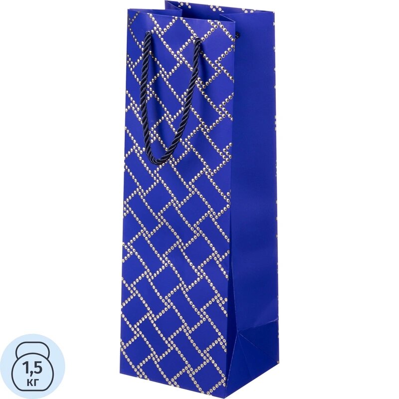 Пакет подарочный с мат. лам.12x35x10см(Bottle)Изысканный чёрн210г ППК-4504