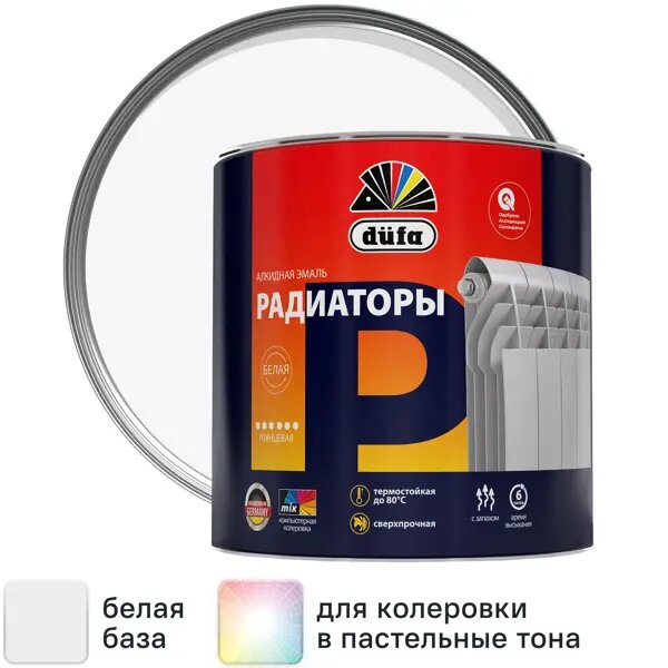 Эмаль для радиаторов Dufa глянцевая цвет белый 1.8 л база 1
