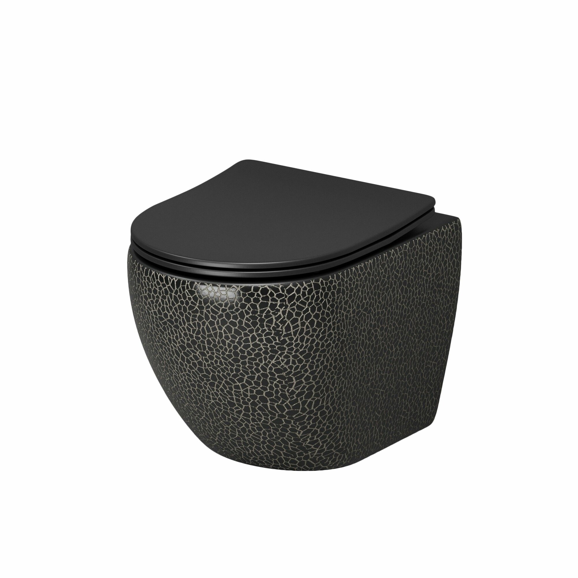 Унитаз подвесной Grossman GR-4455BBLS (480х365х370) безободковый черный глянцевый с тонкой крышкой микролифт1 место