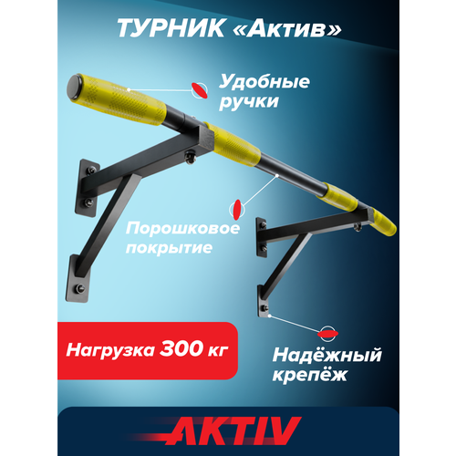 Турник настенный Aktiv черный с желт. ручк разборный Aktiv/Absolute Champion