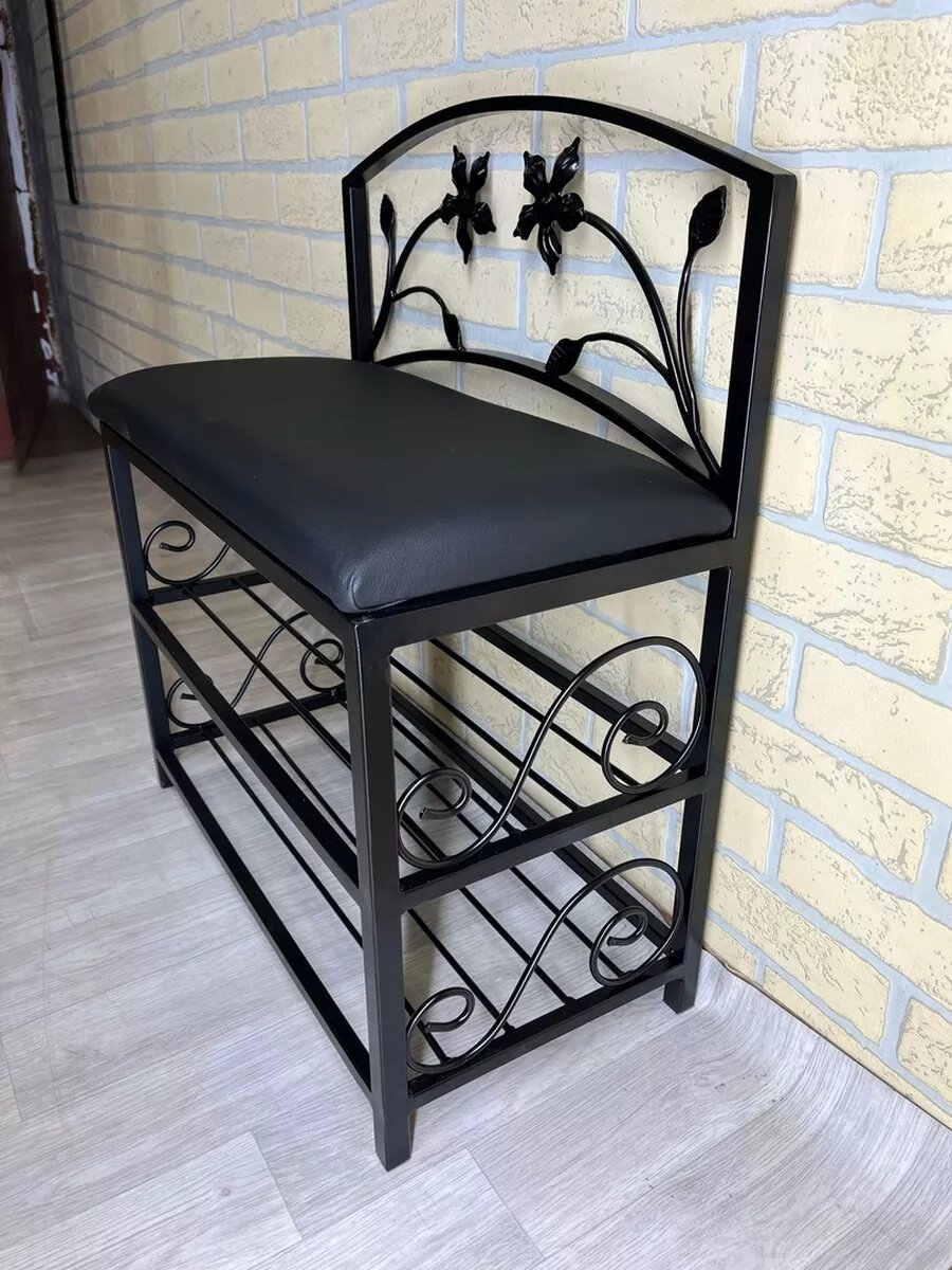 Кованая банкетка №04, Студия кованой мебели Нива, цвет черный — фото 1