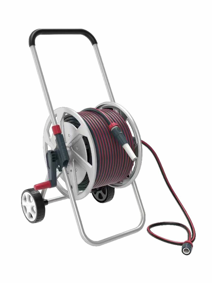 Тележка для шланга ELITECH Garden HC25MWH, с ручным скручиванием шланга, со стопором