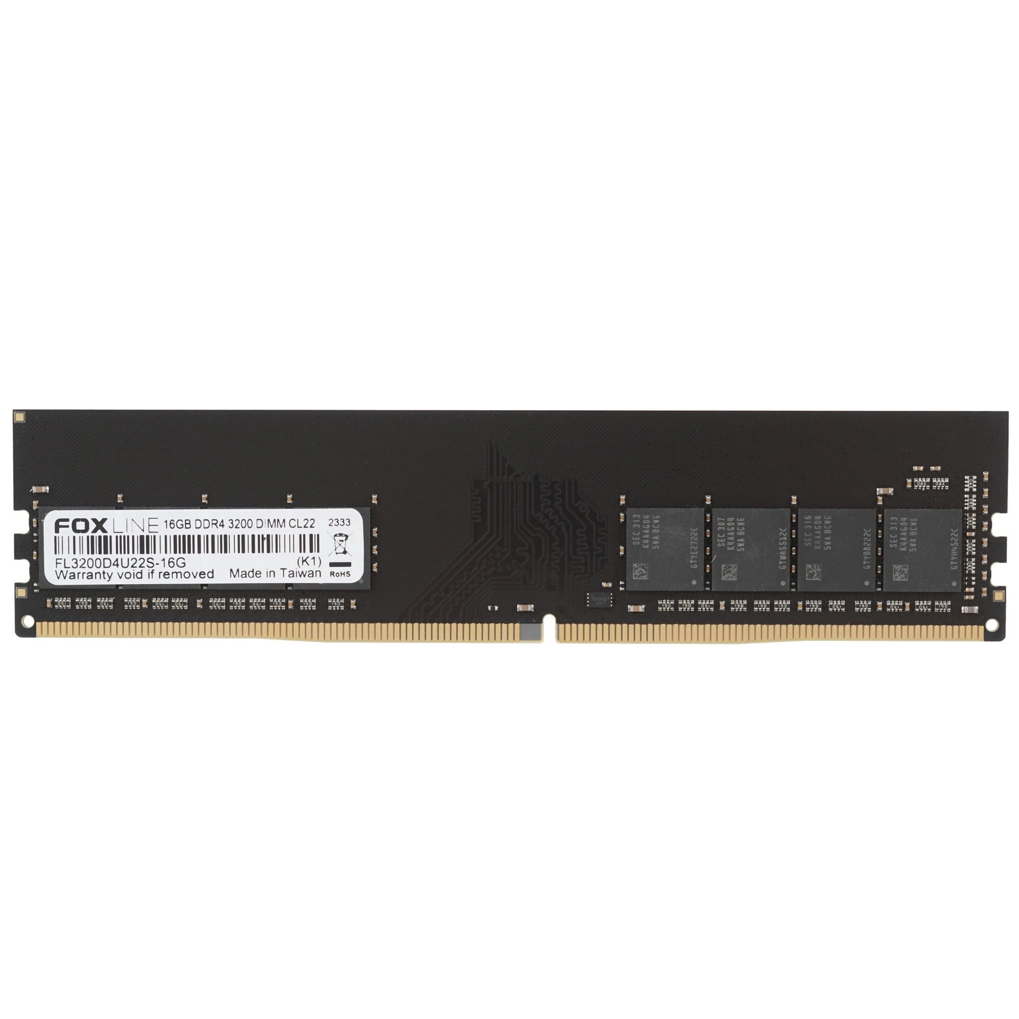 Оперативная память Foxline FL3200D4U22S-16G 16 Гб, DDR4, DIMM, 3200 МГц