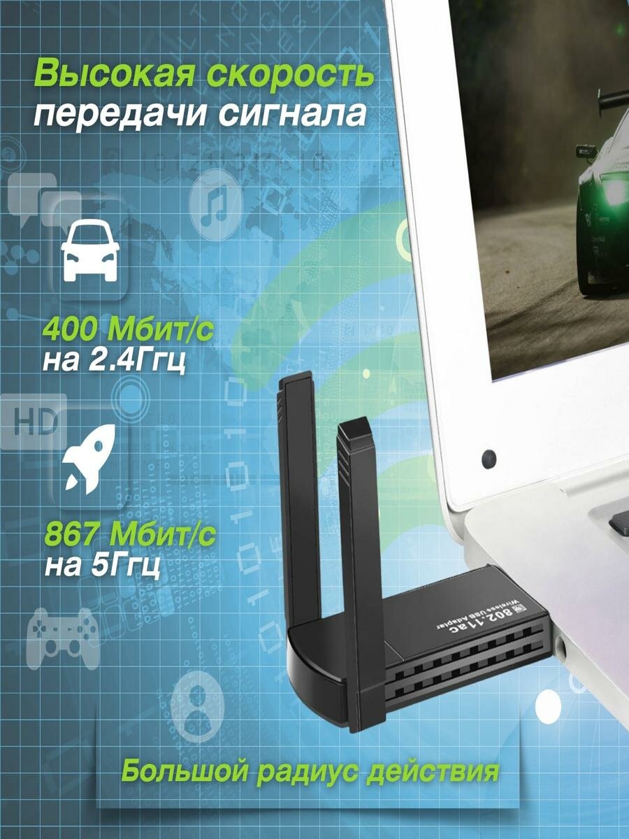 Картинки Wifi usb адаптер для компьютера 5 ггц ,1300M беспроводной сетевой адаптер wifi для пк, ноутбука