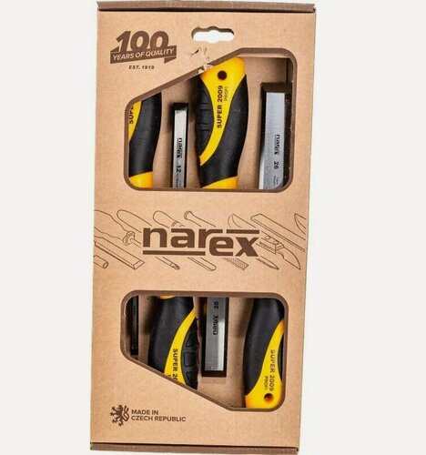 Изображение товара Набор из 4 плоских стамесок с ручкой SUPER 2009 LINE (6,12,20,26) Narex 860600