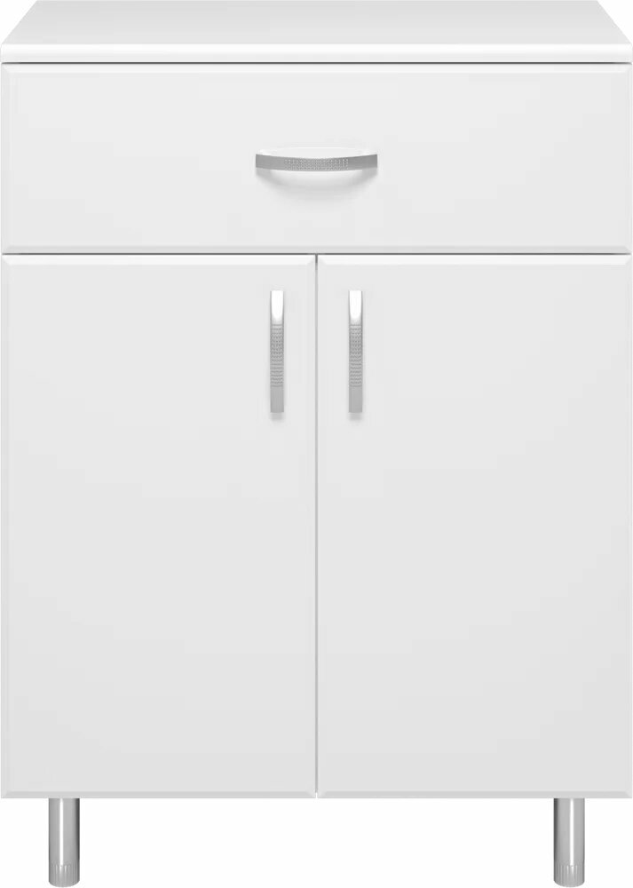 Тумба Misty Люси 60 подвесная напольная 60 см из МДФ с выдвижными ящиками белая с бельевой корзиной