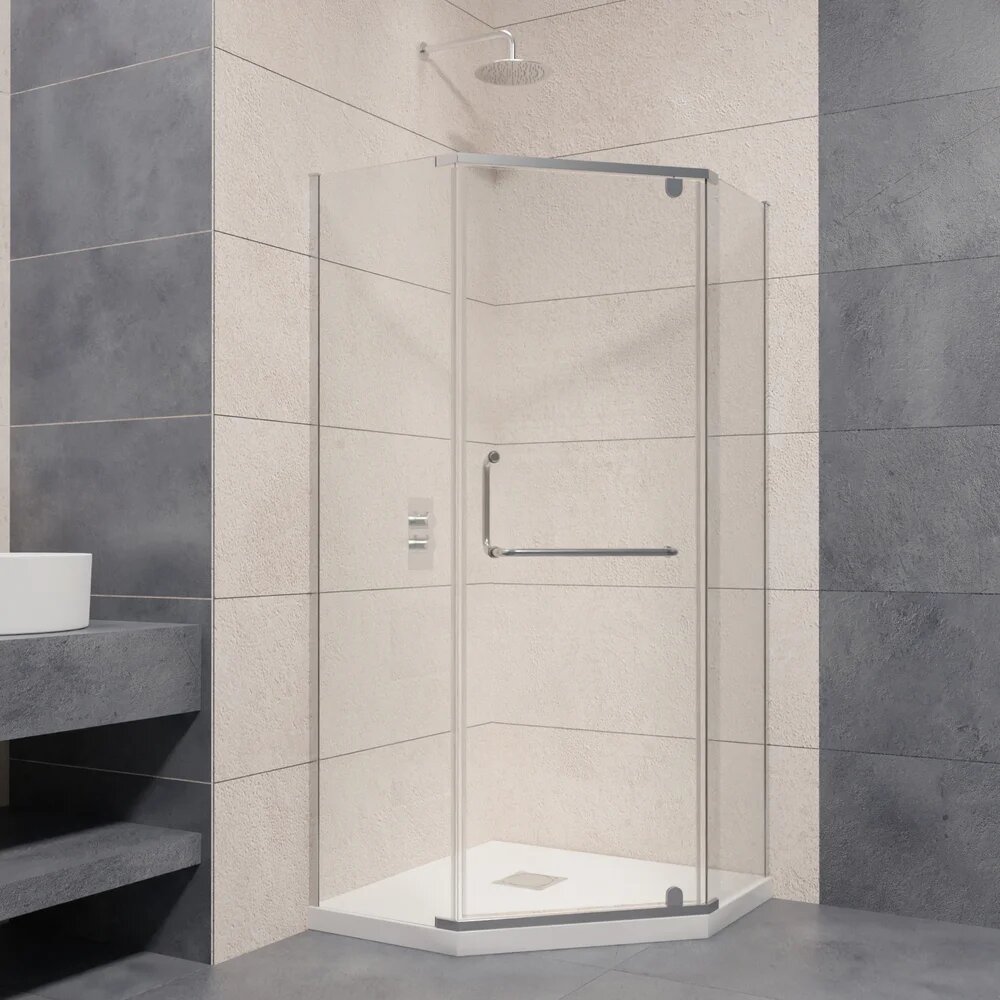 Душевой уголок RGW Passage PA-081 без поддона стеклянный 100x100 с распашными дверями пятиугольный немецкий