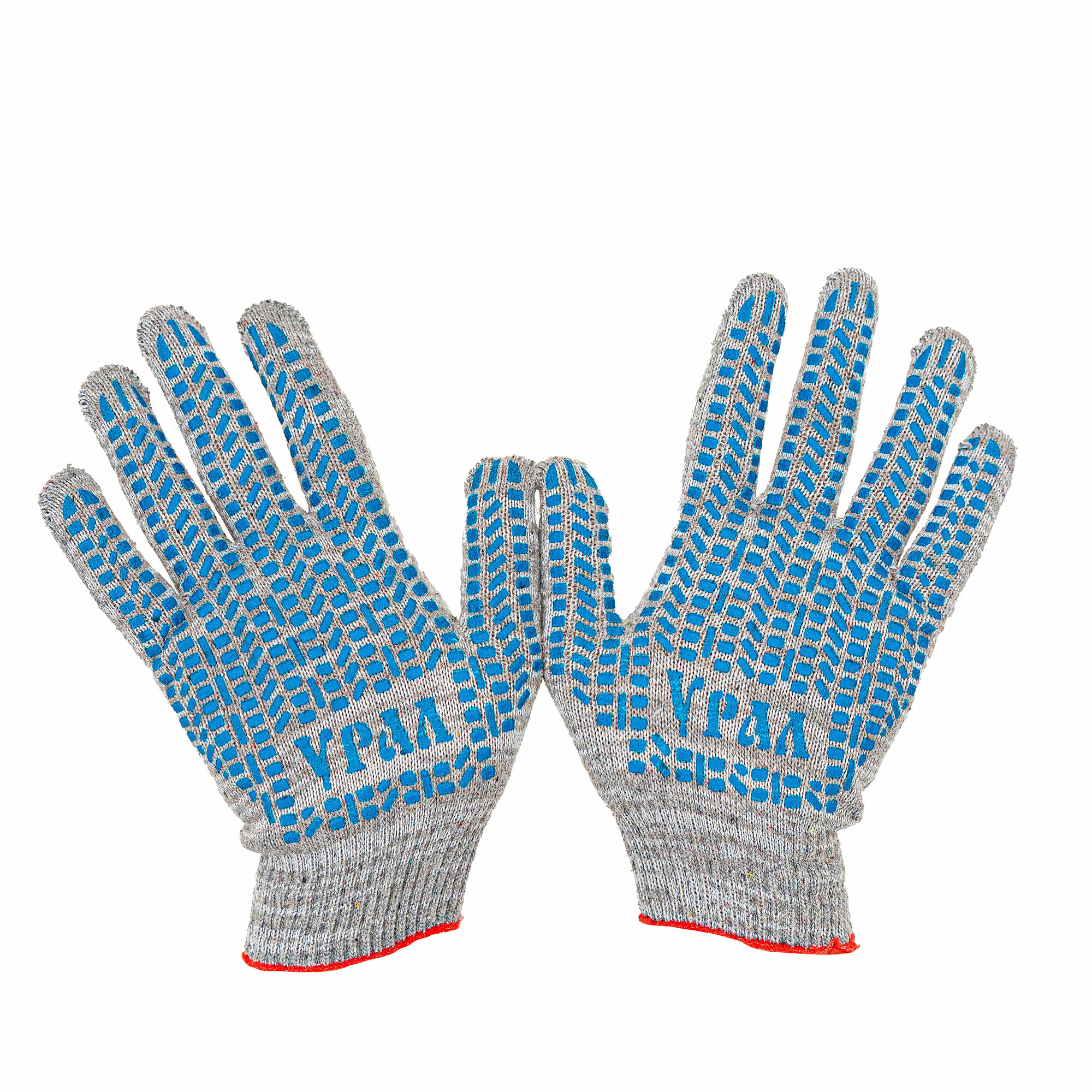 Рабочие перчатки ХБ с ПВХ, 10 пар, 5 нитей, 10 класс вязки, ГОСТ, строительные, серые