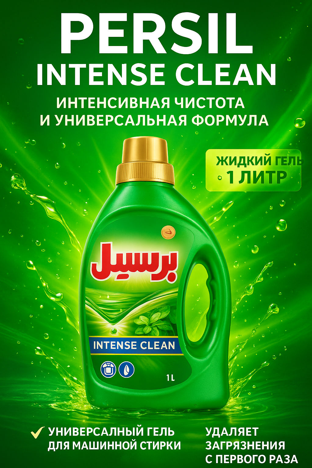 Гель для стирки белья Иранский Persil Power Gel Свежесть , 1л. Зеленый