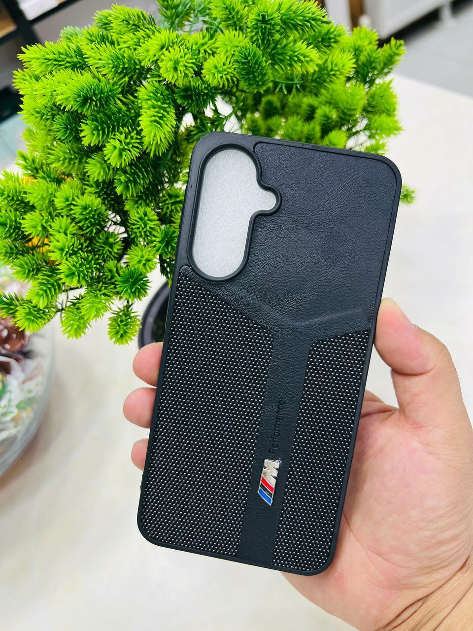 Премиальный чехол BMW M Performance для смартфона Samsung A16 (эко-кожа + текстиль, противоударный)