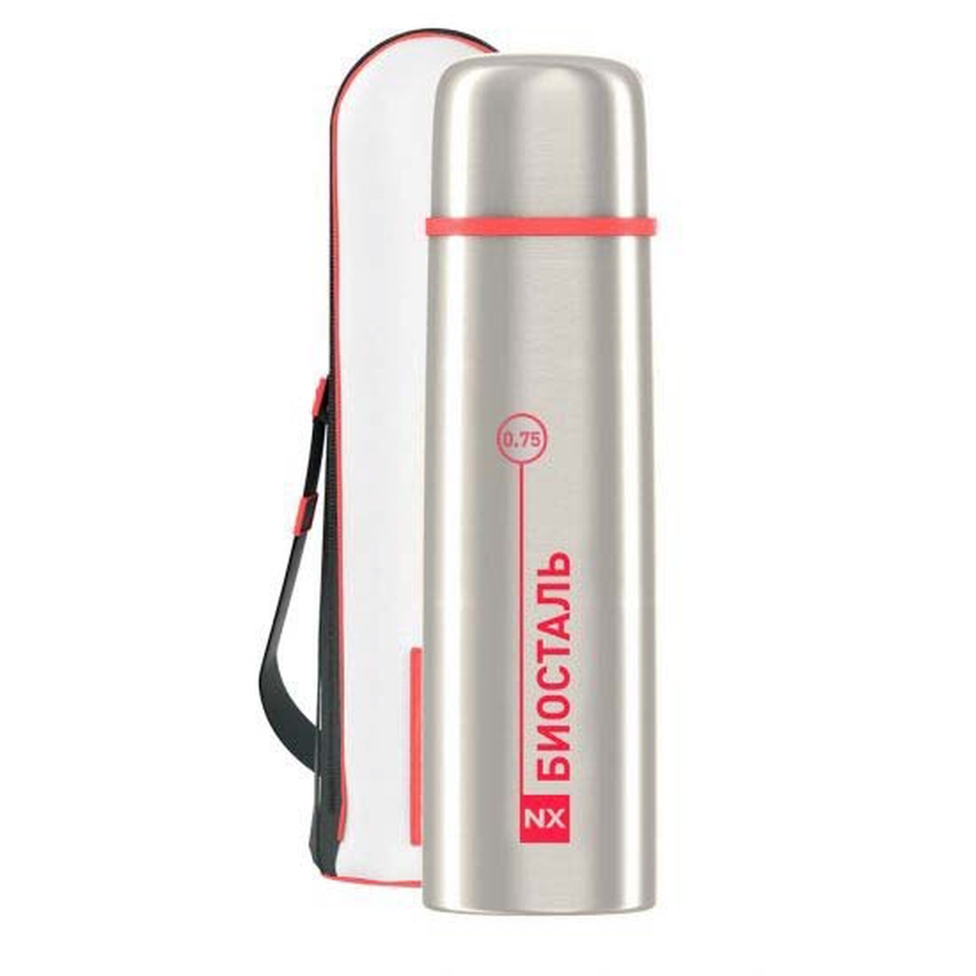 Термос Biostal (0,75 литра) в чехле, стальной (NX-750B)