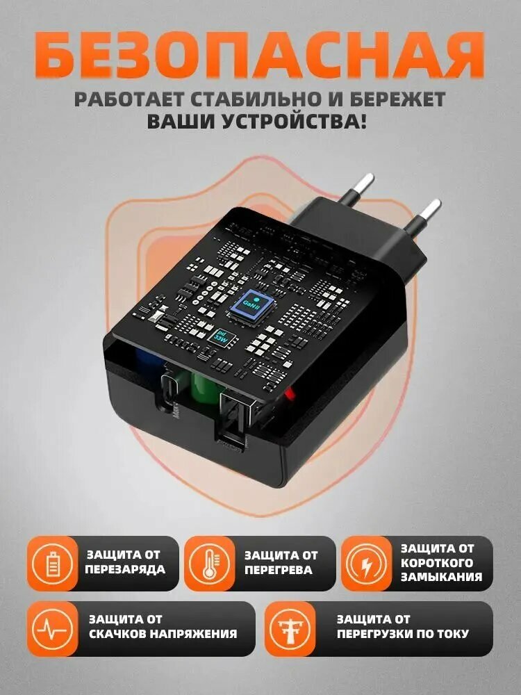 Блок питания Samsung "Быстрая зарядка", 2 порта, USB 15W и Type-C 35W — фото 1