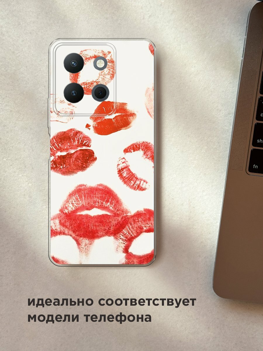 Силиконовый чехол на Vivo Y36 4G / Виво Y36 4G с принтом Следы помады — фото 1