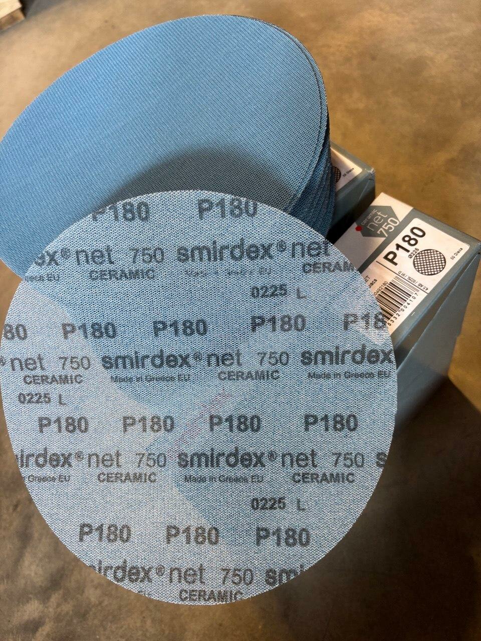 Круг шлифовальный Smirdex сетчатый 750 NET, на липучке, D 225 мм (для жирафа), P180 (50шт)