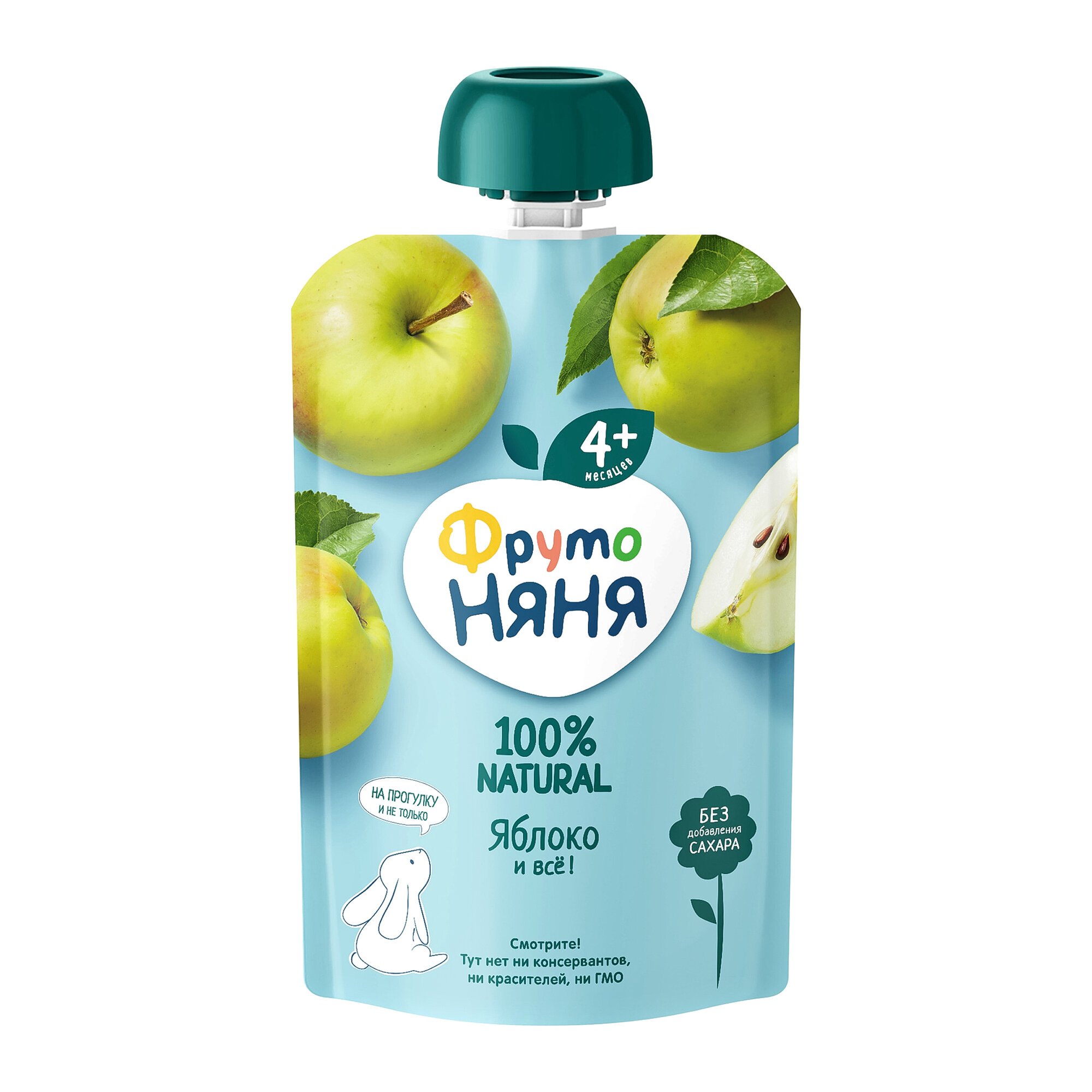 Пюре Фрутоняня Яблоко, для детей с 4 мес, без добавок, 90 гр — фото 1