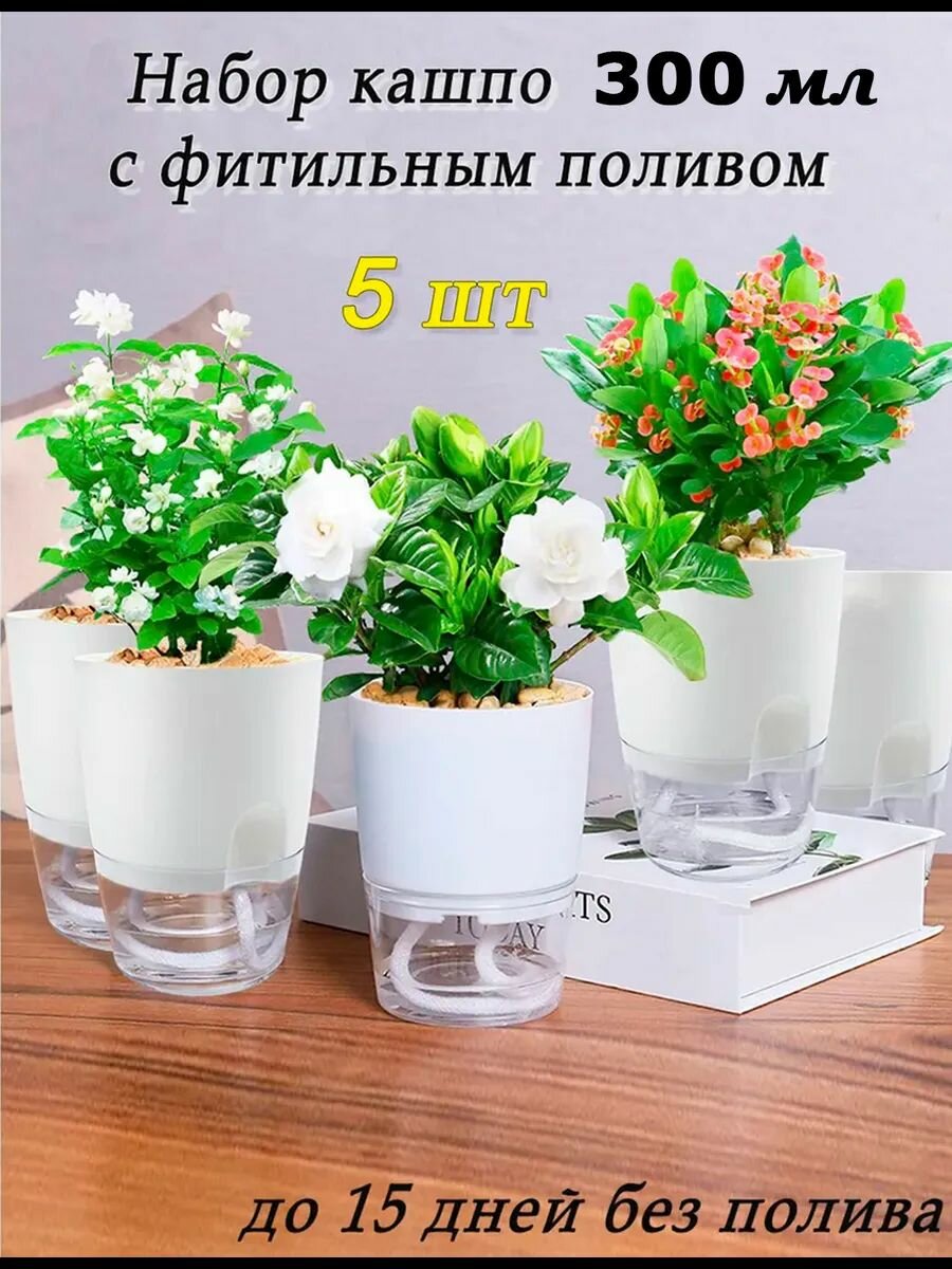 Кашпо с автополивом 11.5 см х 8 см х 8 см 0.3 л 5 шт