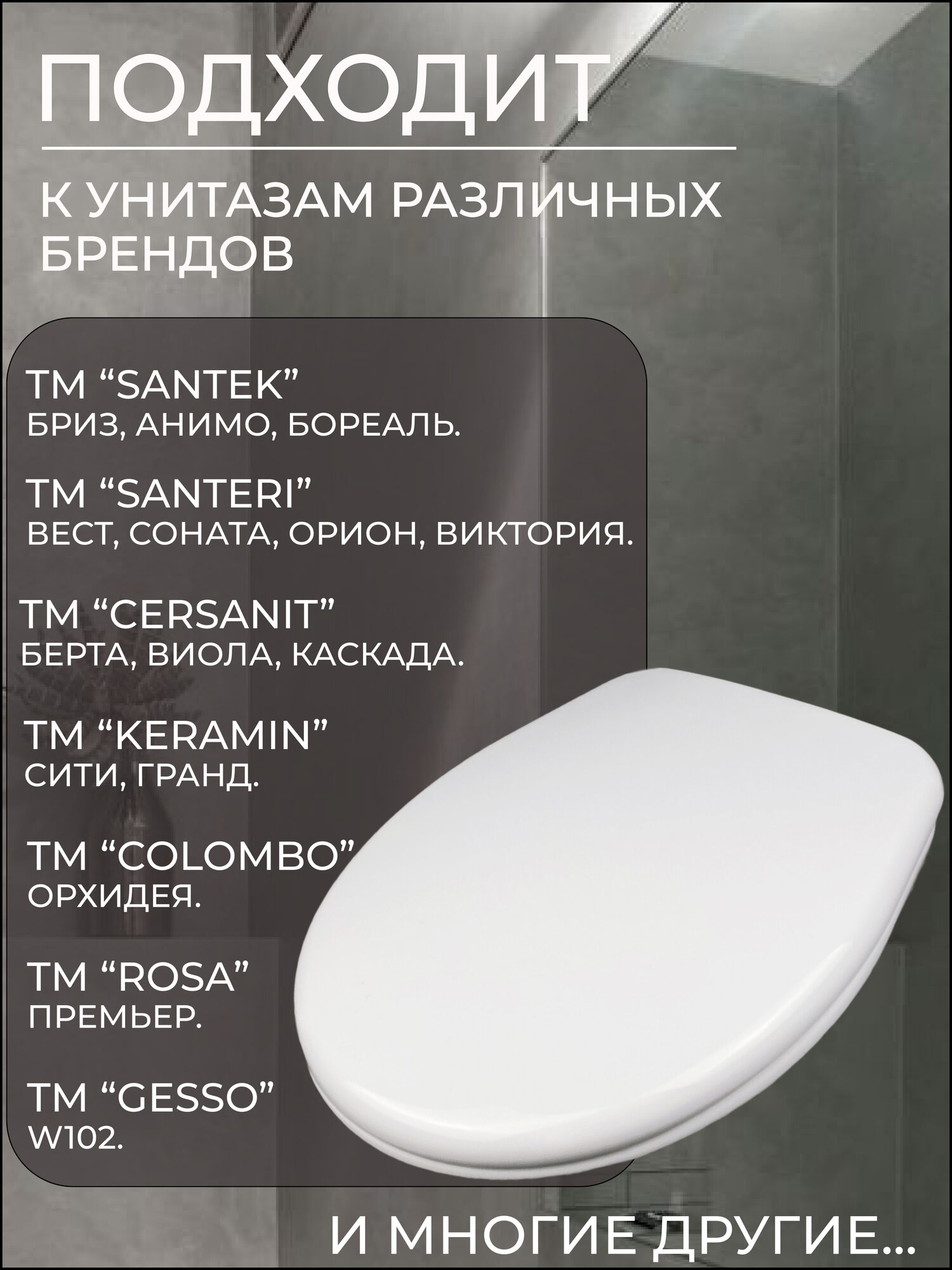 Изображение SANTEK, SANITA, SANTERI, ROSA, CERSANIT, и др. Сиденье для унитаза / Крышка для унитаза. Металлическое крепление.