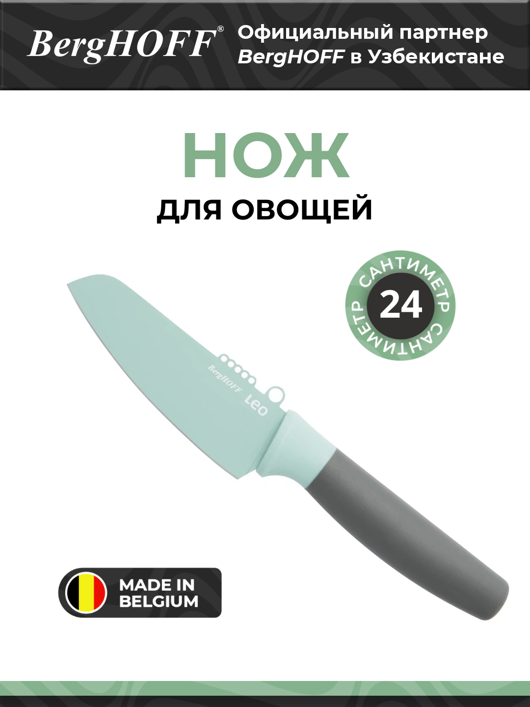 Нож BergHOFF 3950107, для овощей, цедры, нержавеющей стали, мятного цвета