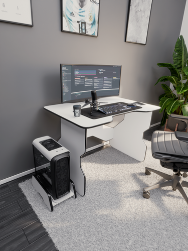 Изображение товара Игровой компьютерный стол для геймера белый с черной окантовкой 106х73х75