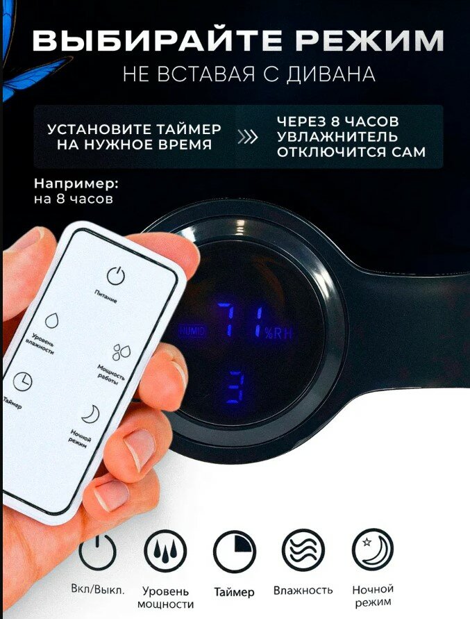 Увлажнители Для Кожи Xiaomi Увлажнитель воздуха аромадиффузор для дома с пультом, 4 л, бесшумный