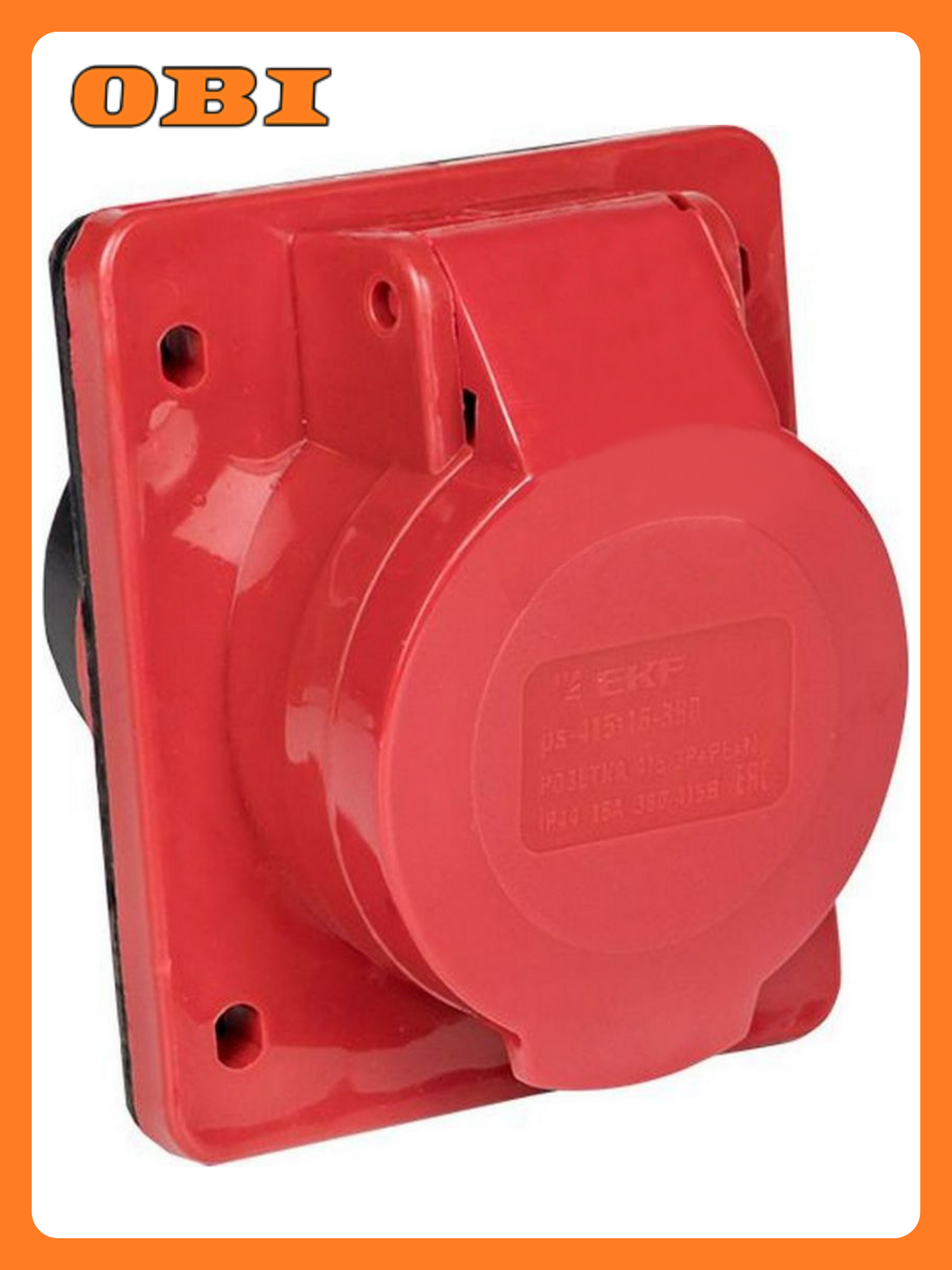 Розетка EKF PROxima PS-415-16-380 с откидной крышкой красная IP44