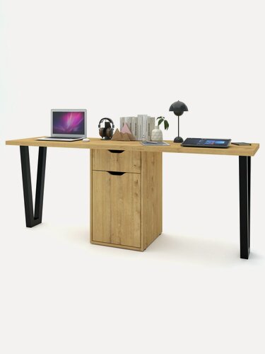 Изображение товара Есэндвич Лофт-2 Письменный стол двойной с ящиком 190х75х55 см (Дуб бунратти)