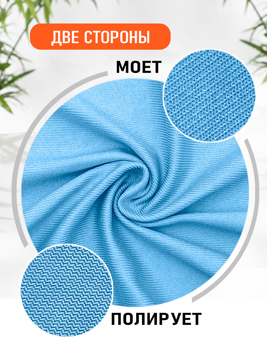 Салфетки для стекол и зеркал без разводов 40х40см 2 шт, лазурного цвета — фото 1