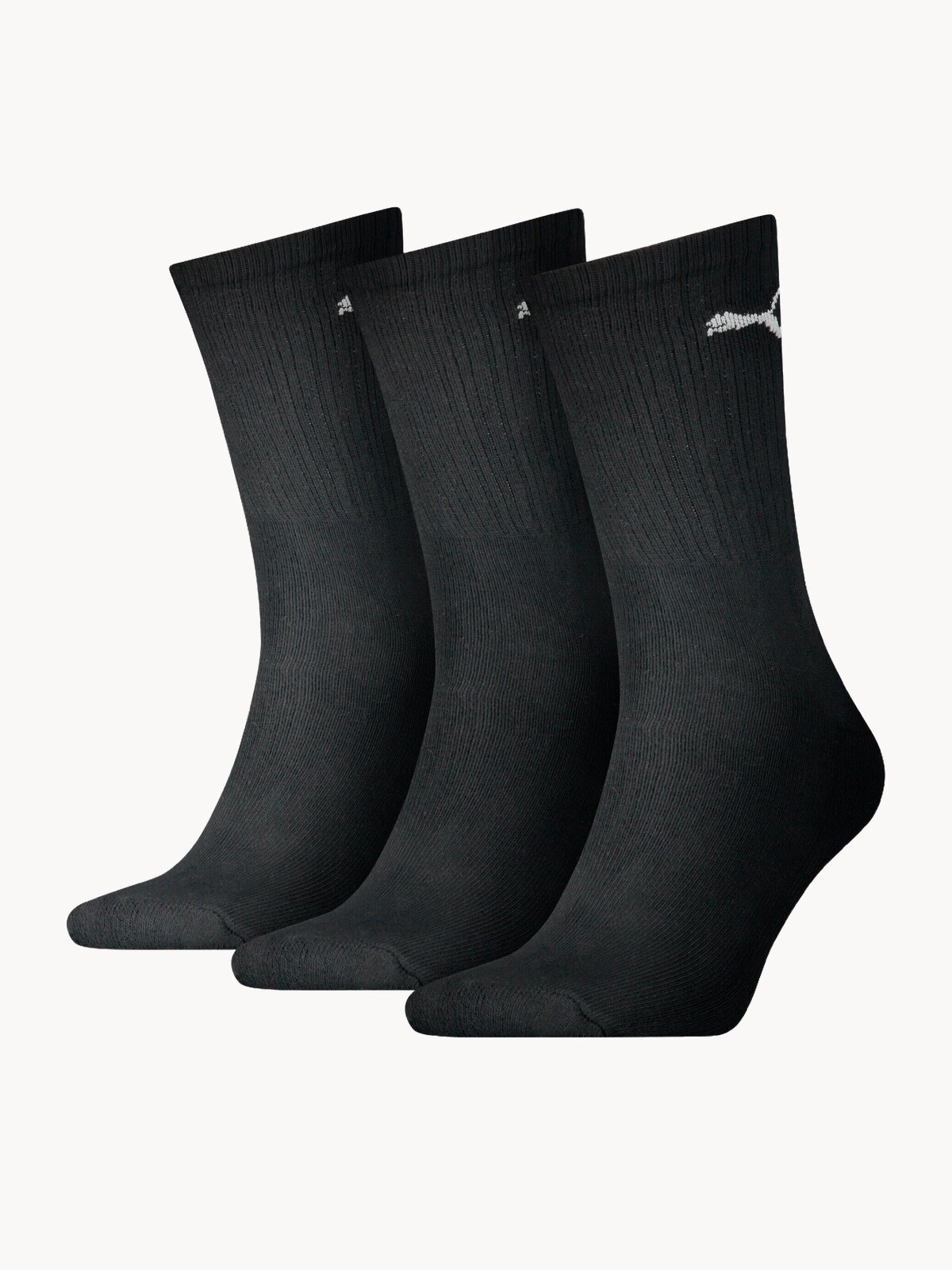 Носки PUMA CREW SOCK, комплект, 3 пары, размер 39/42, черный