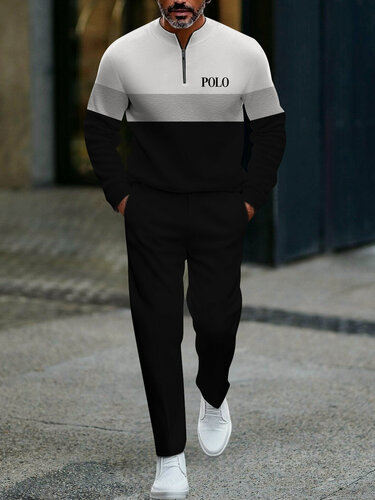 Изображение товара Мужской костюм с полумолнией, повседневный, универсальный, спортивный, осень/зима