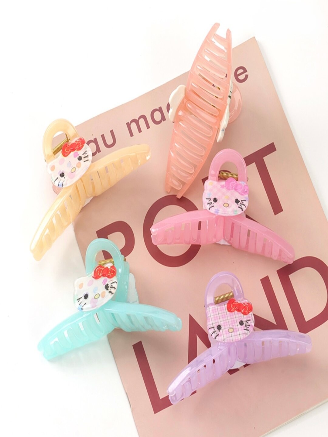 Зажим для волос "Hello Kitty", крабик для девочек, 1 шт, цвета отправляются случайным образом