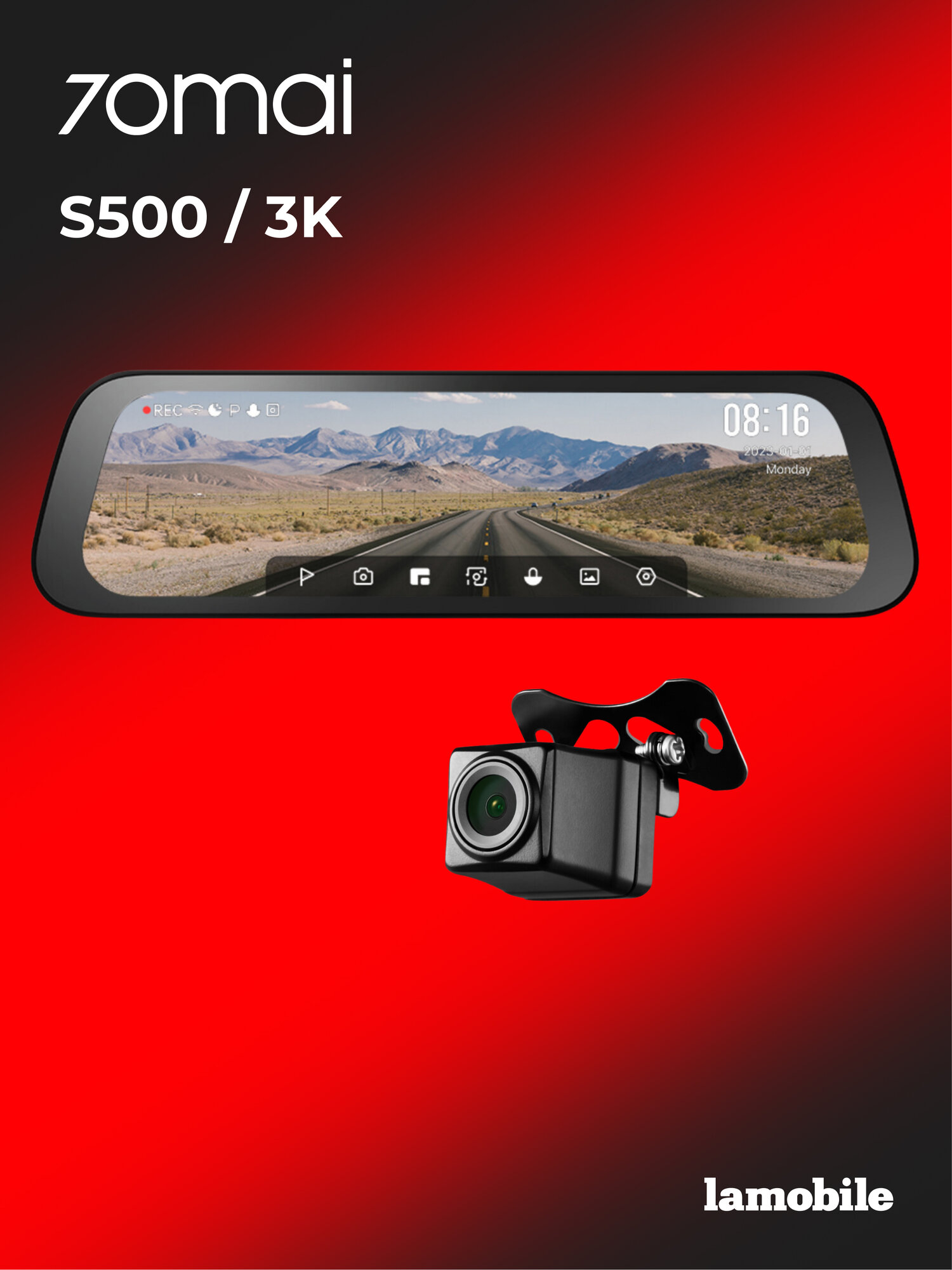 Видеорегистратор зеркало 70mai Rearview S500 Dash Cam Set (RU)