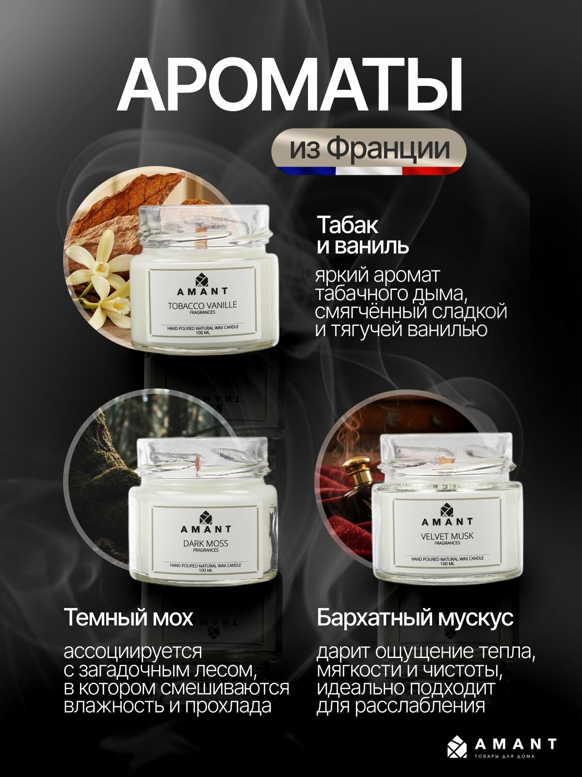 Свечи ароматические набор 3 шт по 100 мл. ETHERIA — фото 1