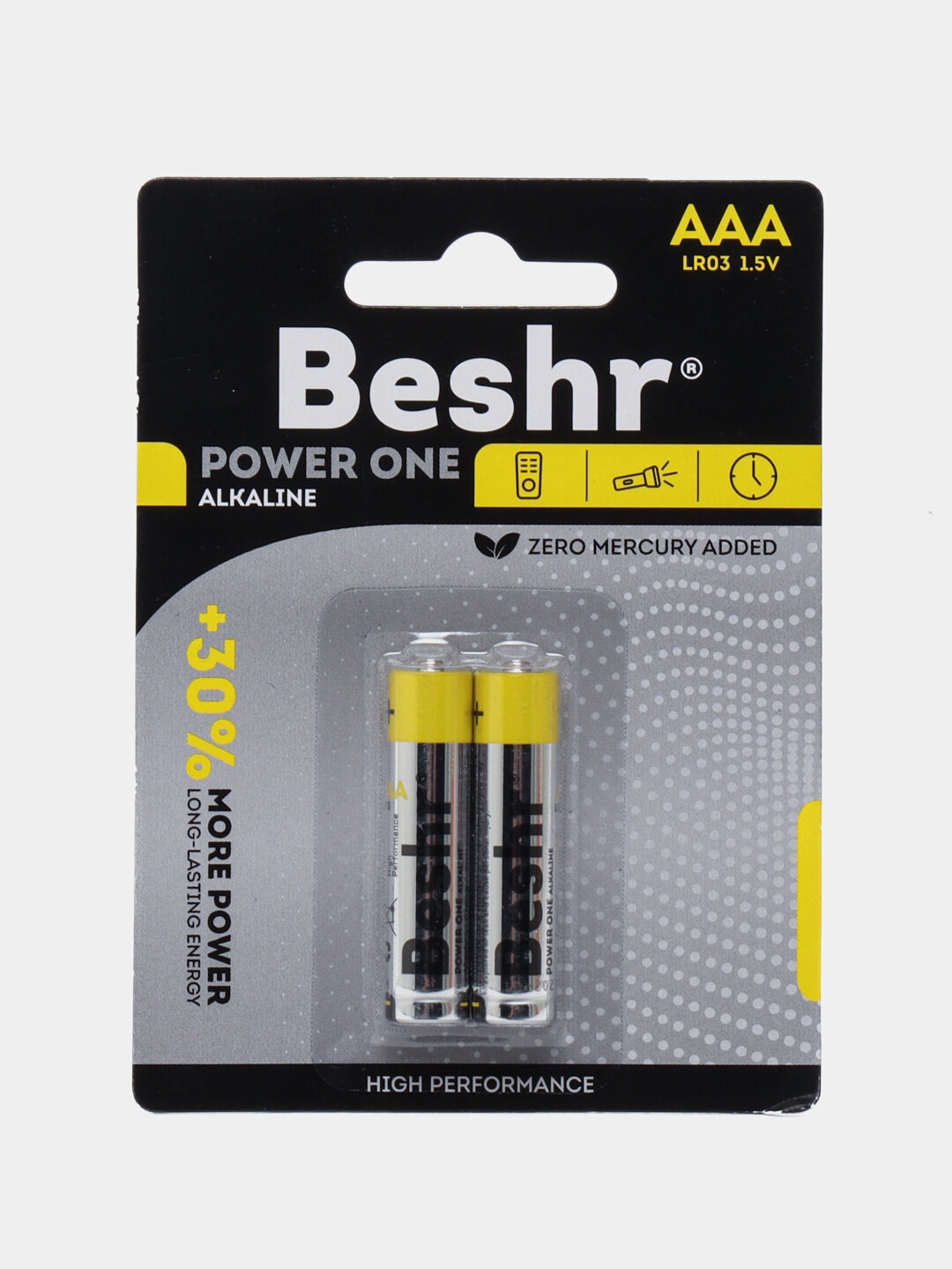 Батарейки Beshr AAA, комплект из 2 шт, увеличенный срок службы 30 %
