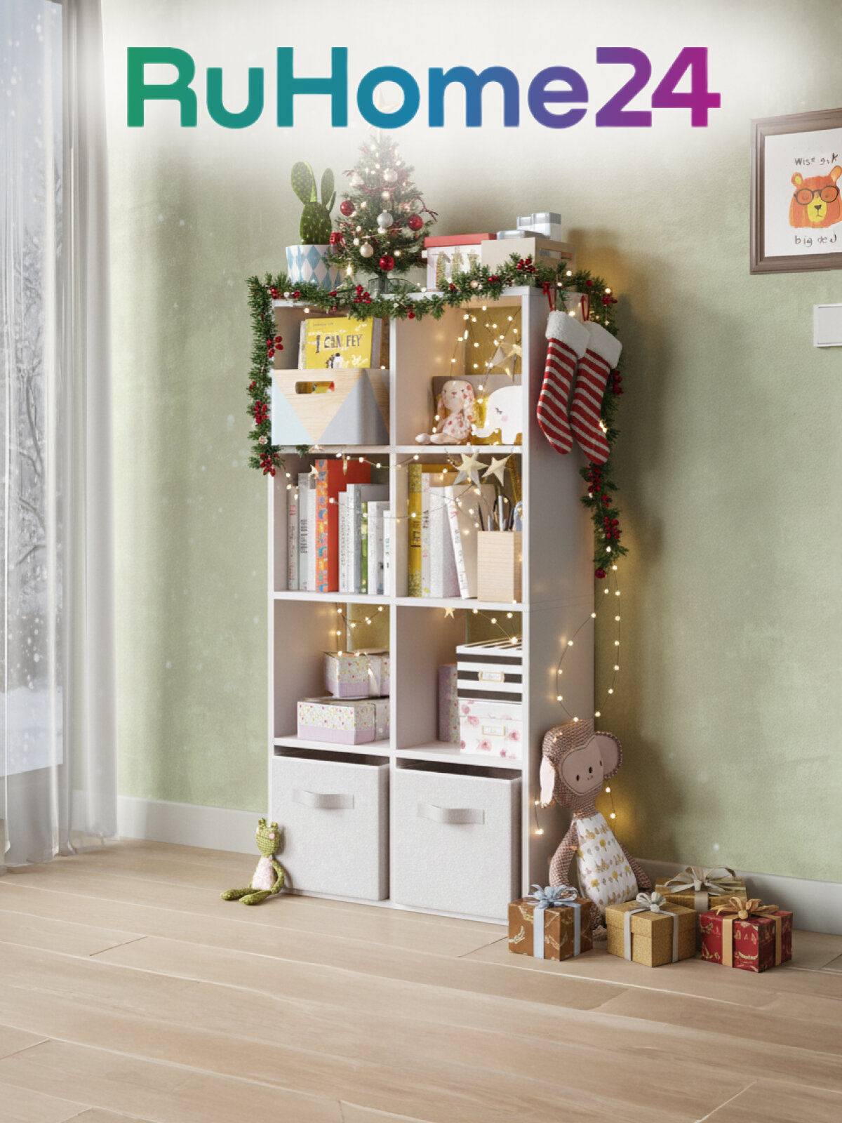 Стеллаж Kvadro-8 белый деревянный напольный 65х28х128см (ШxГxВ)