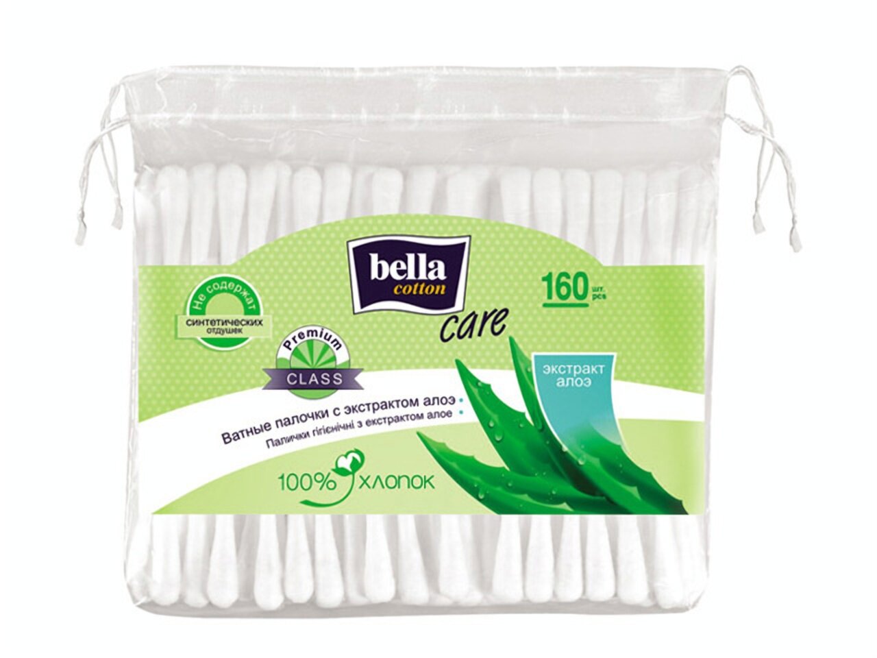 Палочки гигиенические BELLA Сare 160шт с экстрактом алое, п/э