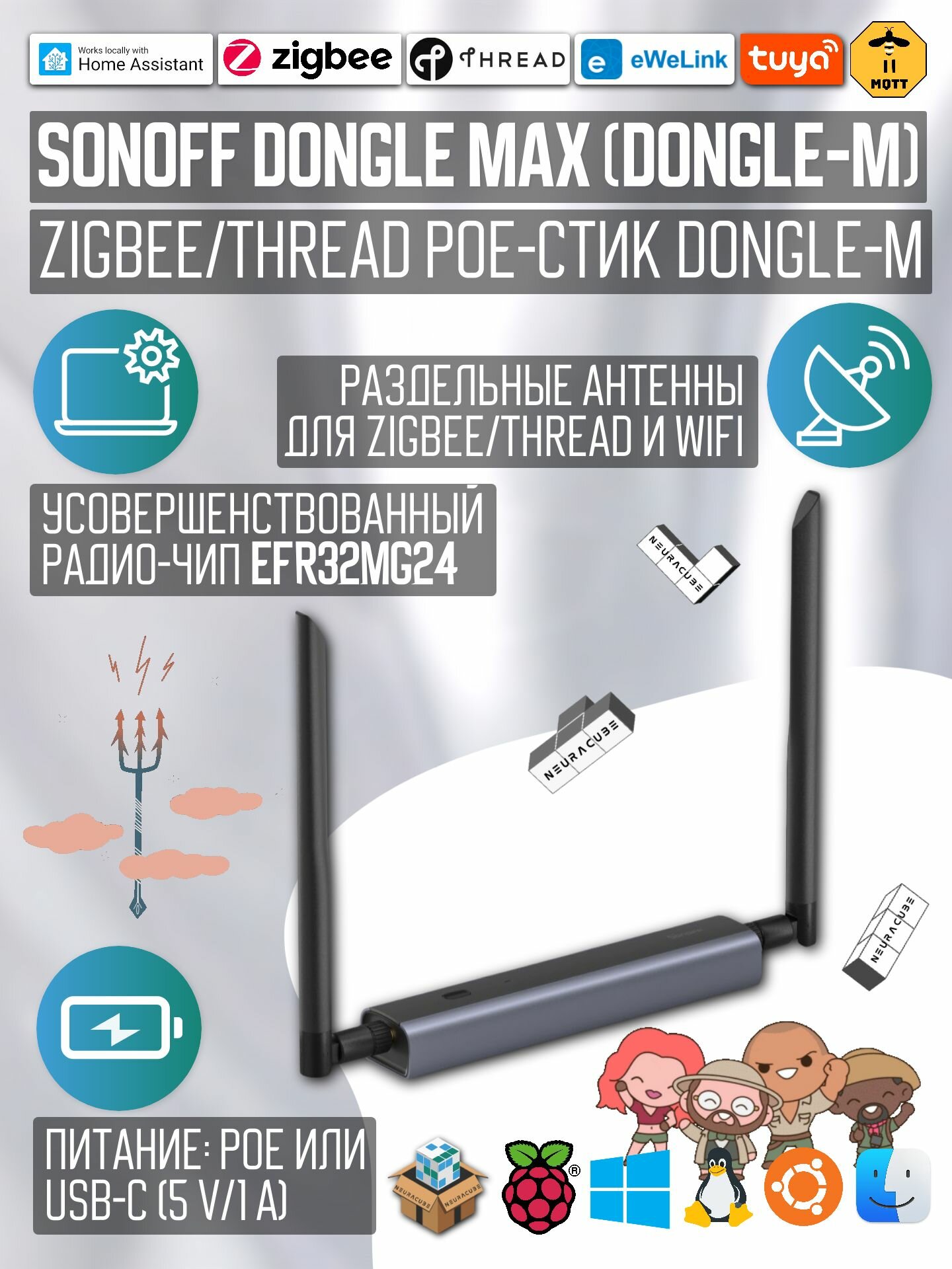 Zigbee/Thread PoE-стик SONOFF Dongle Max (Dongle-M)