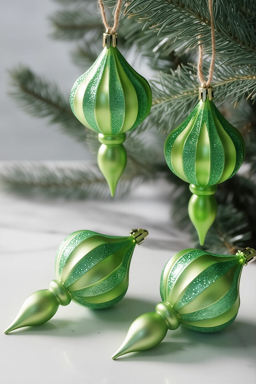 Набор ёлочных украшений подвески: праздничная тыква, пластик, зеленый, 11.5 см, 4 шт, Winter Deco 2000059