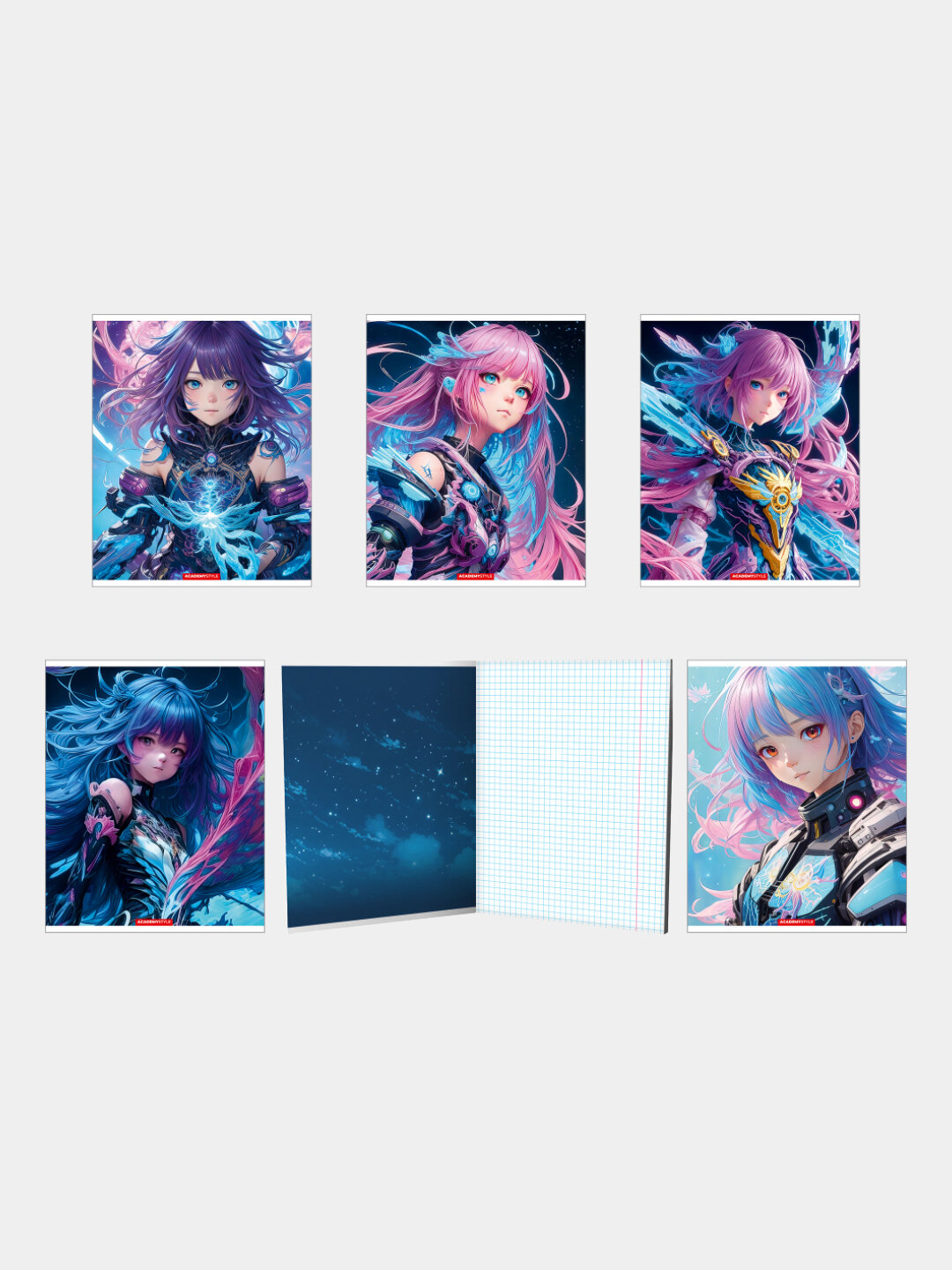 Тетрадь Яркие девушки, 48 листов, А5, клетка, 5 шт