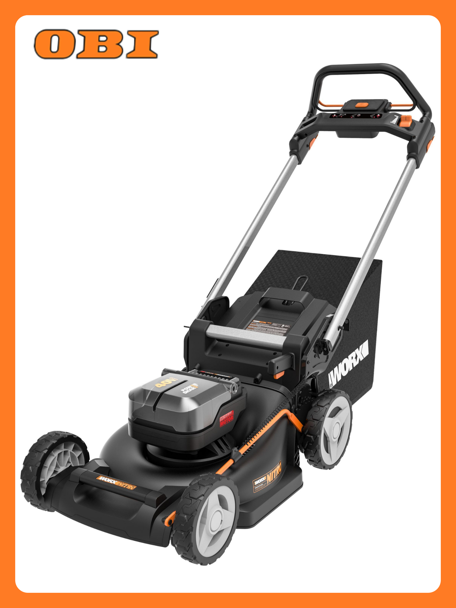 Газонокосилка аккумуляторная бесщёточная самоходная Worx Wg749e 40 В 46 см 2x4 Ач АКБ и ЗУ в комплекте