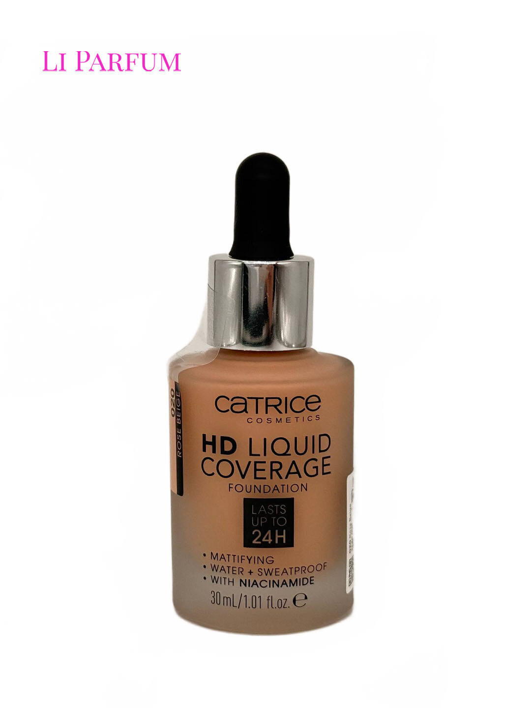 Тональная основа Catrice HD Liquid Coverage, матовая, для жирной комбинированной кожи 24ч, тон 020 Light Beige, 30 мл