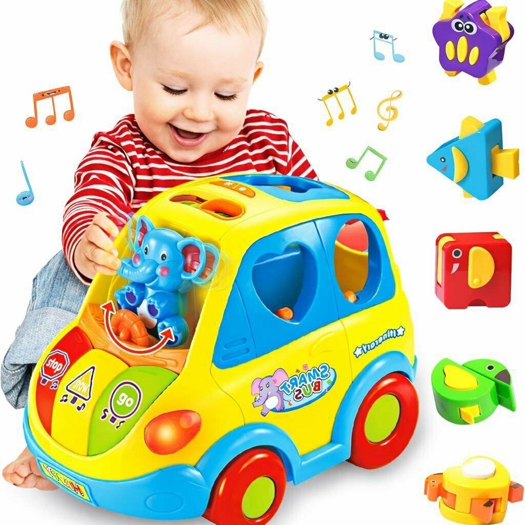 Музыкальный умный сортер-машина "Животные", для раннего обучения мальчиков