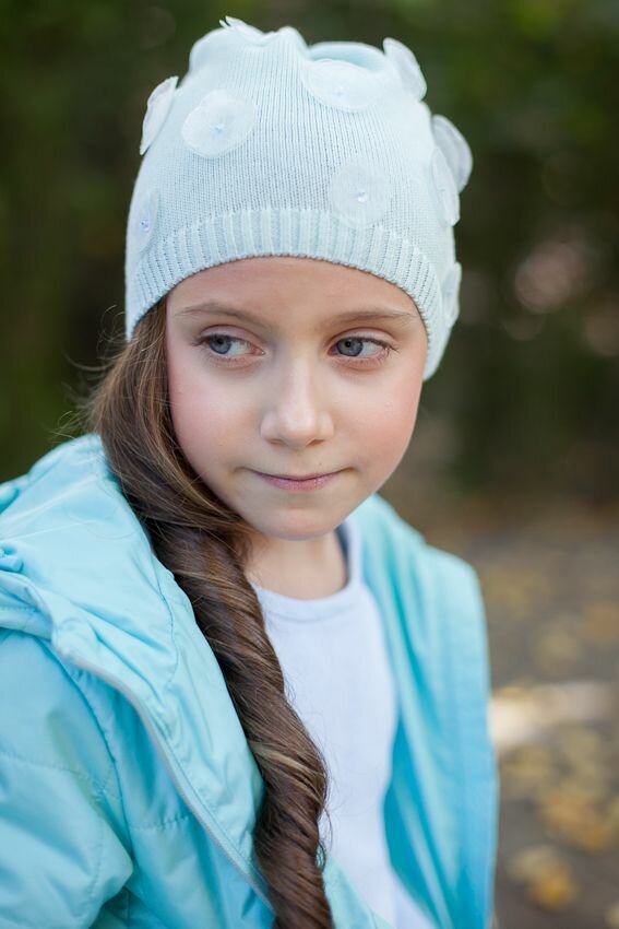 Шапка-бини Андерсен Весна-лето 2024 для девочек, размер 50-52, мятный — фото 1