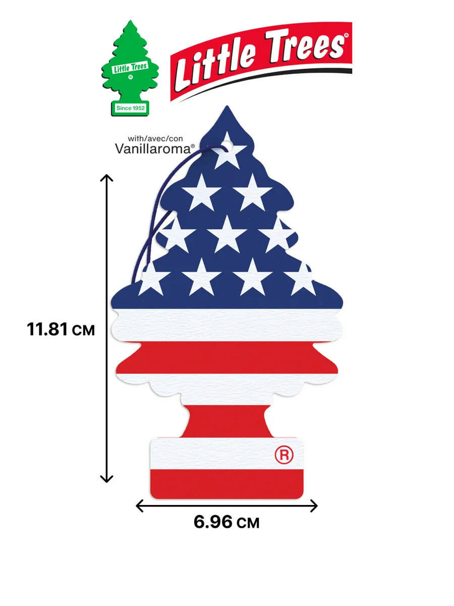 Ароматизатор Little Trees "Американский флаг", картонный, аромат ванильный, долговечный — фото 1