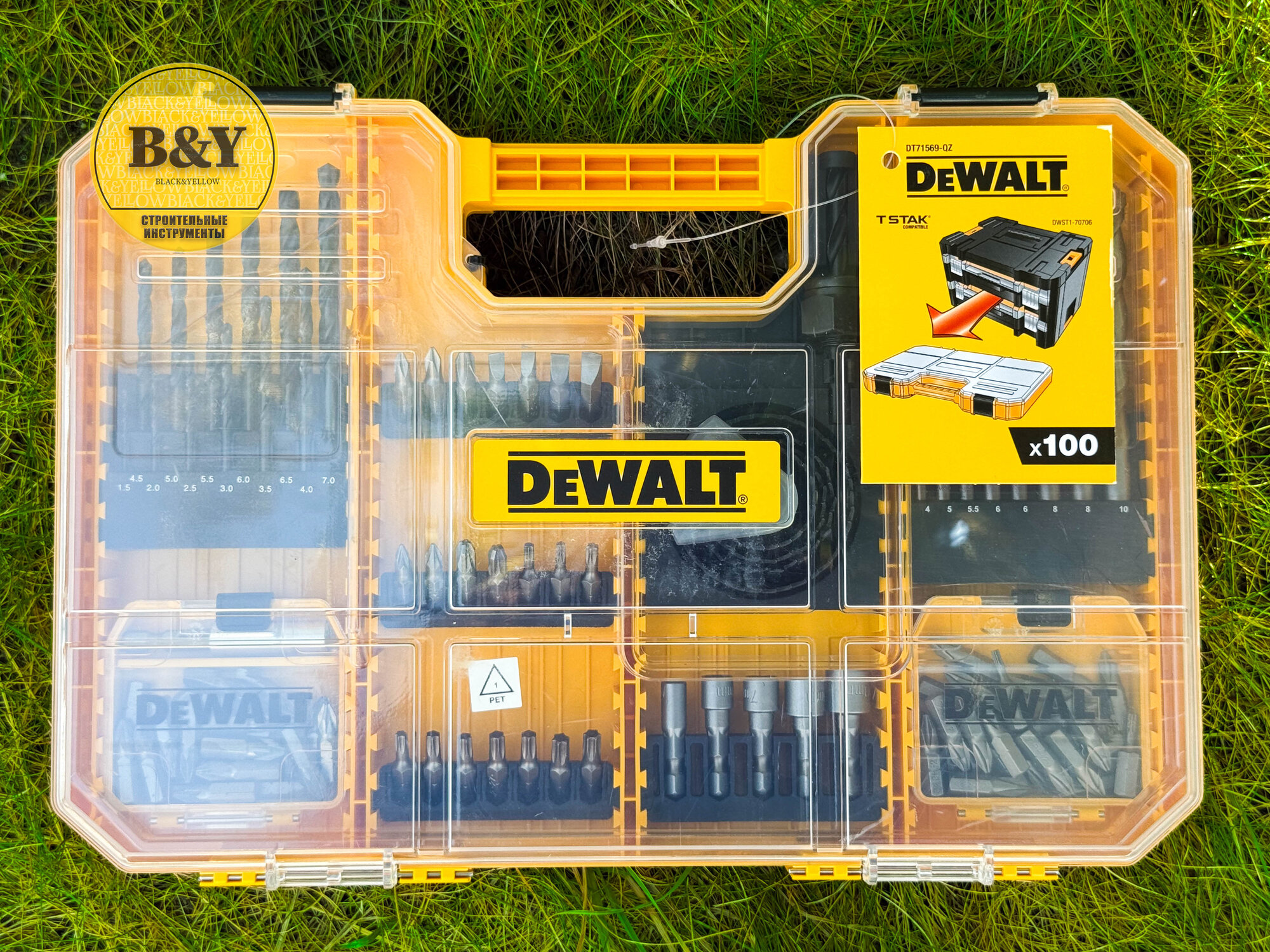 Набор сверл и бит DEWALT DT71569 100 штук, держатель бит в кейсе — фото 1