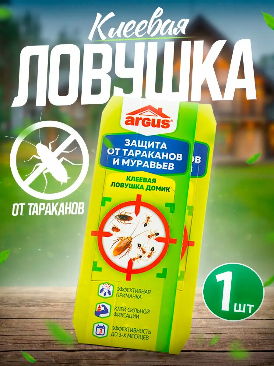 Ловушка клеевая ARGUS, для тараканов, муравьев, цвет зеленый, 1 шт