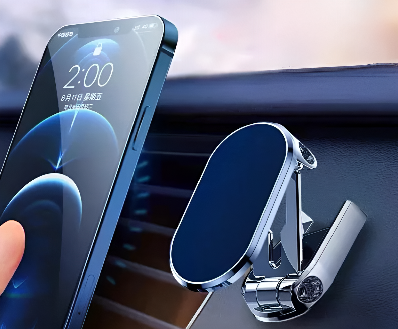 Магнитный автомобильный держатель для телефона, универсальный, с сильным магнитом, Серебряный