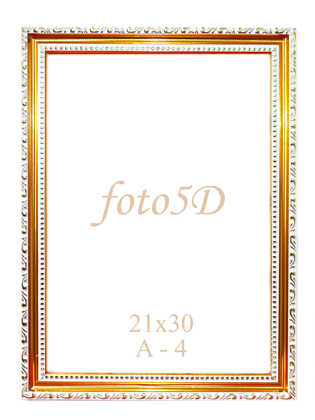 А4 Рамка для фотографий и сертификатов, оргстекло, фоторамка, цвет бело-золотой, с креплением