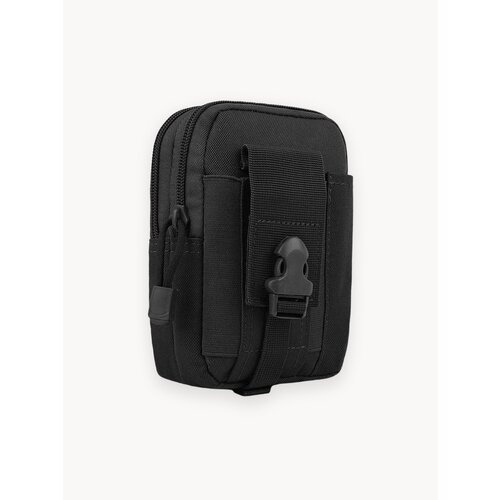 Походный подсумок тактический поясной черный с двумя отделениями на молнии