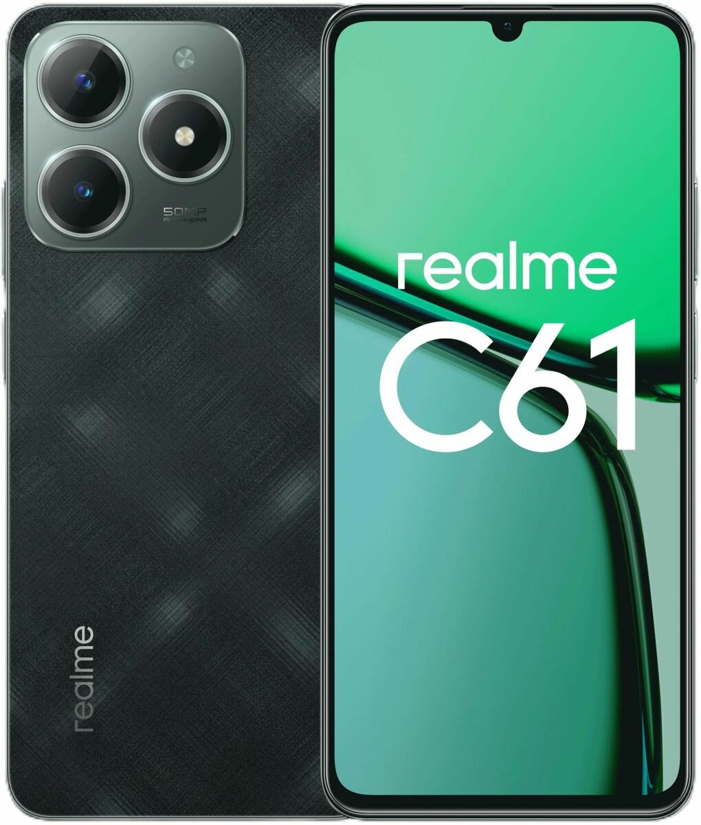 Смартфон Realme C61 RMX3930 128Gb 6Gb, Android 14 , темно-зеленый